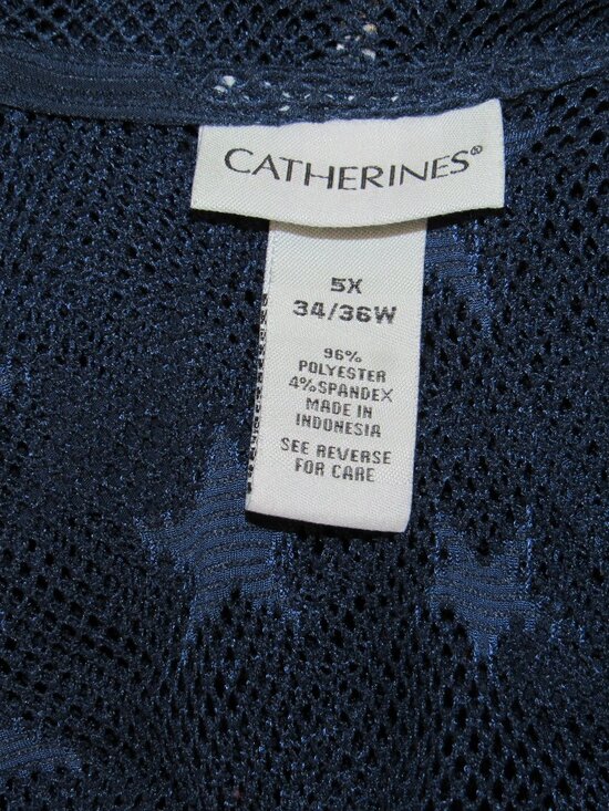 Catherines Blue Fishnet Sheer Star Cardigan Topper Open Front Plus sz 5X 34/36W - Picture 3 of 3